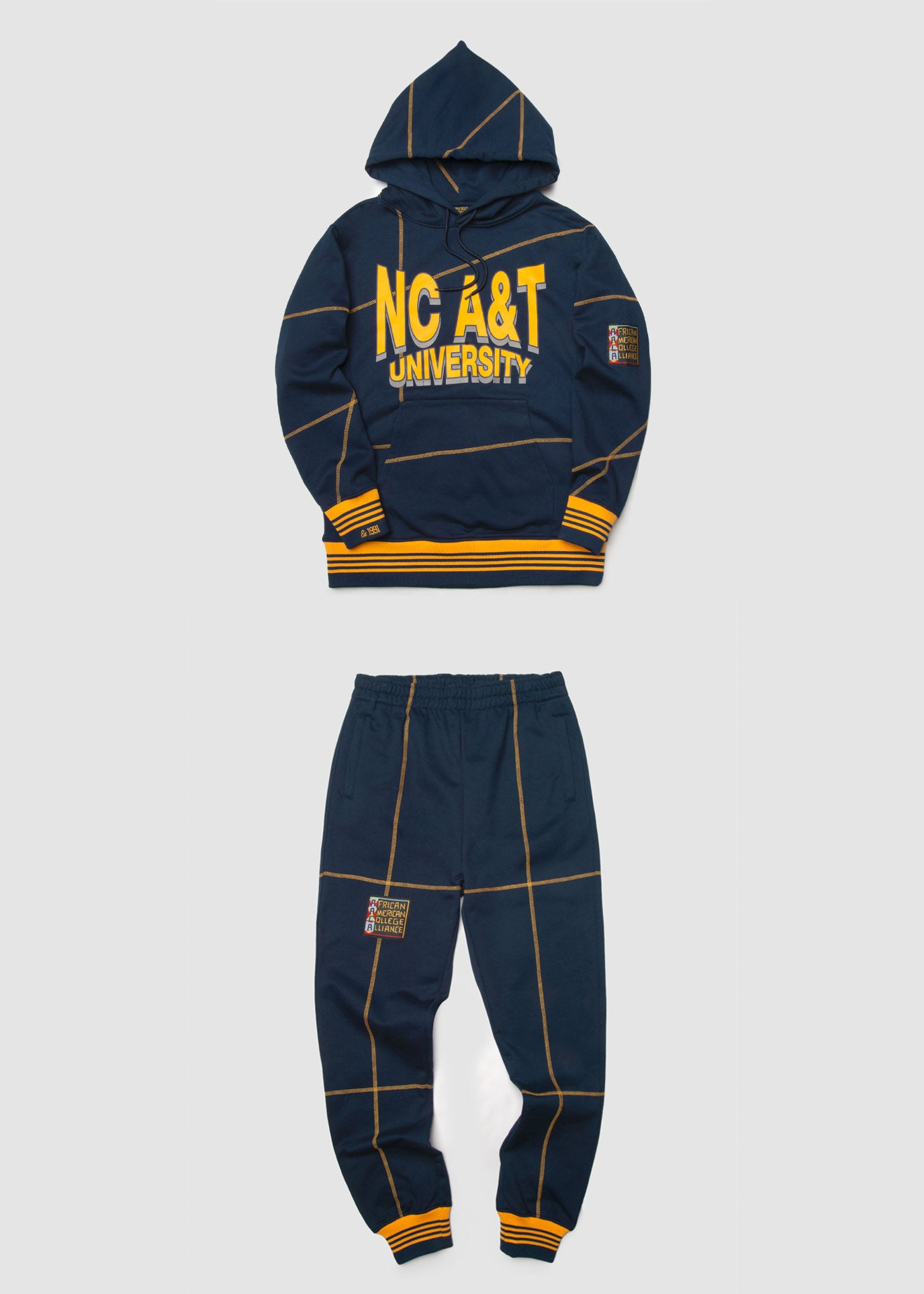 North Carolina A T University 93 Frankenstein Sweatsuit Navy Gold AACA